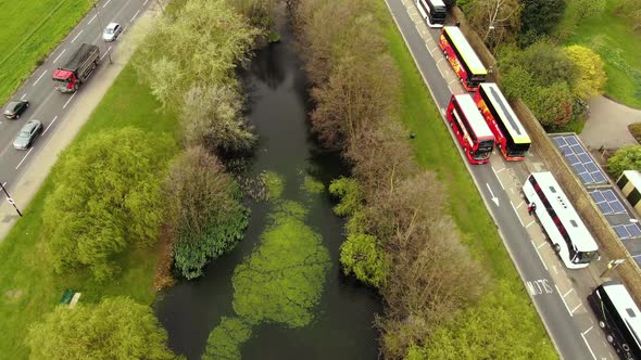 Aerial shot of beautiful Pond in London