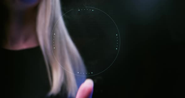 Closeup Woman Passing Finger Biometric Pass