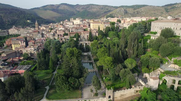 4K Aerial of Tivoli, outside of Rome, Italy.