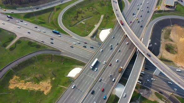 Freeway Intersection Traffic Trails in Moscow