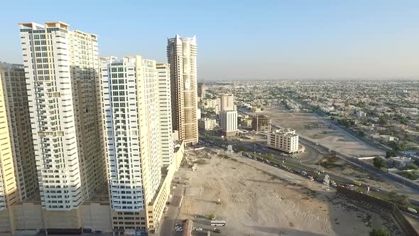 Cityscape of Ajman with Modern Buildings Aerial Top View