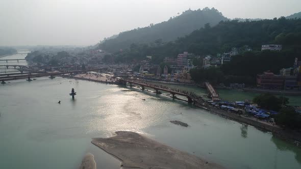 City of Haridwar state of Uttarakhand in India seen from the sky