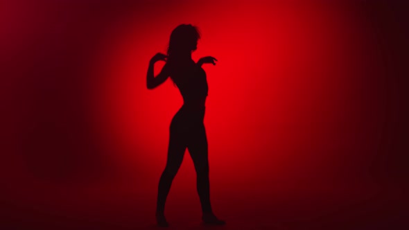 Shadow Seductive Feminine Dancer Performing Strip Plastic Choreography