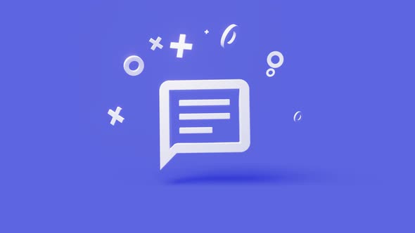 Chat 3d icon on a simple blue background 4k seamless animation loop