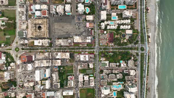 Colorful Panorama over the city Aerial View 4 K Alanya Turkey