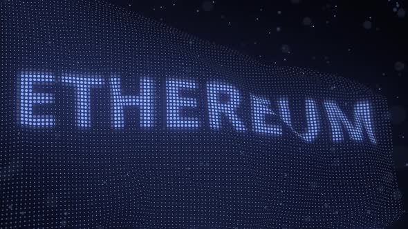 Ethereum Cryptocurrency Name on Waving Digital Flag
