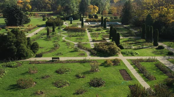 Top View of the Autumn Minsk Botanical Garden