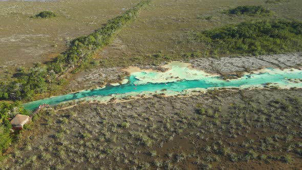 Los Rapidos Lagoon in Bacalar Mexico