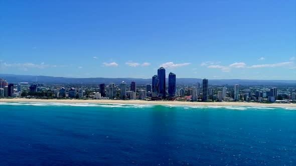 Aerial of Gold Coast beach, Surfers Paradise day