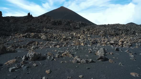 Dramatic Landscape on the Way to the Chineyro Volcano Through Lava Desert in the Teide National Park