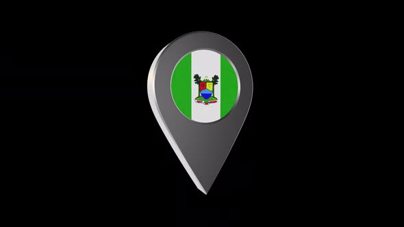 3d Animation Map Navigation Pointer With Flag Of Lagos (Nigeria) With Alpha Channel - 2K