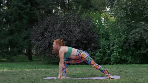 Young Healthy Woman Having Yoga Meditation Session in Park