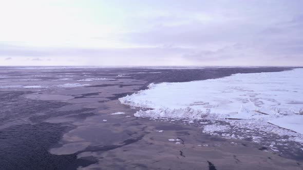 Icebreaker Sail Thru Arctic Water Ocean