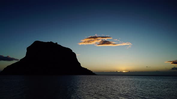 Greece, Monemvasia at Sunrise. Timelapse