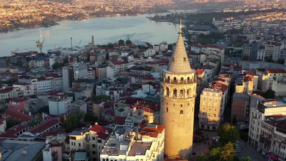 Bosphorus in the sunset having galata tower in the middle 05