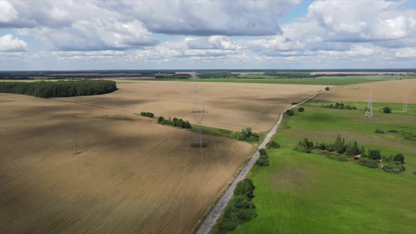 Camera Flies Over a High Voltage Power Line