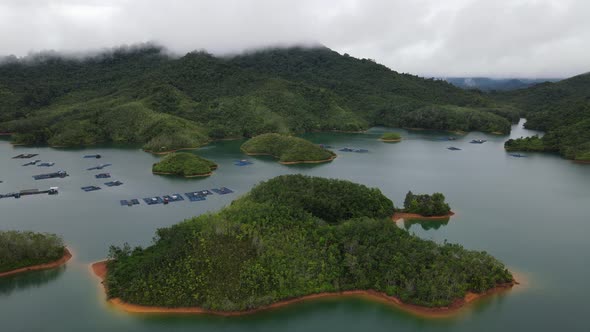 Aerial View of Fish Farms in Norway