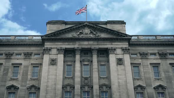 Buckingham Palace Building Front With Flag