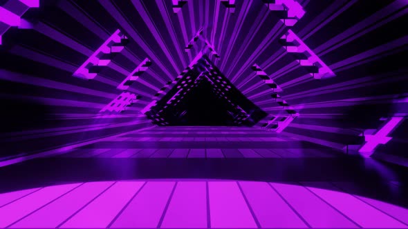 Abstract Retro Neon Light VJ LOOP motion graphics. Time warp portal