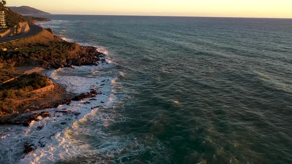 Epic Storm at Sea Filmed on a Drone in the Sunset