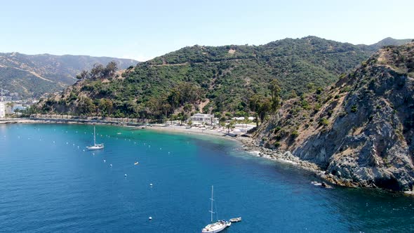 Aerial View of Santa Catalina Island with Descanso Bay and Beach Club. USA