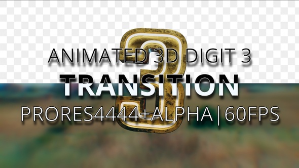 Animated digit 3 transition UHD 60fps