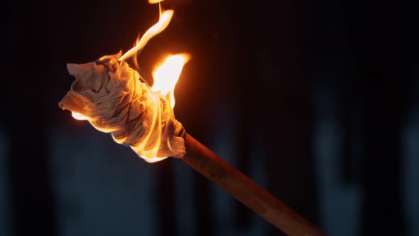 Handmade Torch - Cloth Burning on the Stick