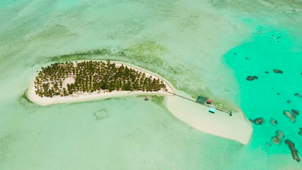 Tropical Island with a Beach on the Atoll