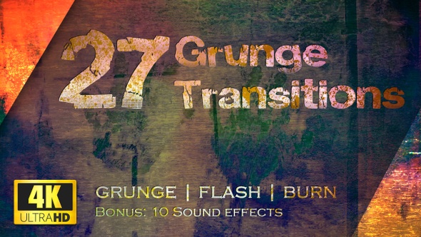 Grunge Transitions - Pack of 27 - 4K