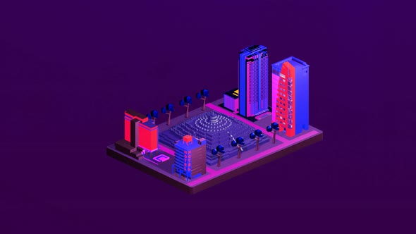 Isometric temples and city buildings