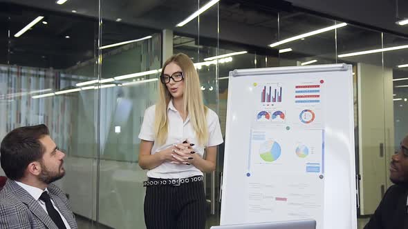 Business Lady Thanking for Attantion and Getting Applause from Business Partners