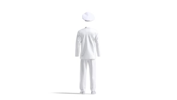 Blank white full chef uniform, looped rotation
