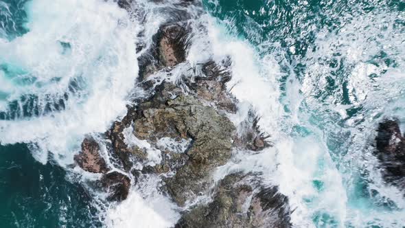  Background Aerial Footage of the Scenic Deep Green Ocean Waves and Cliffs