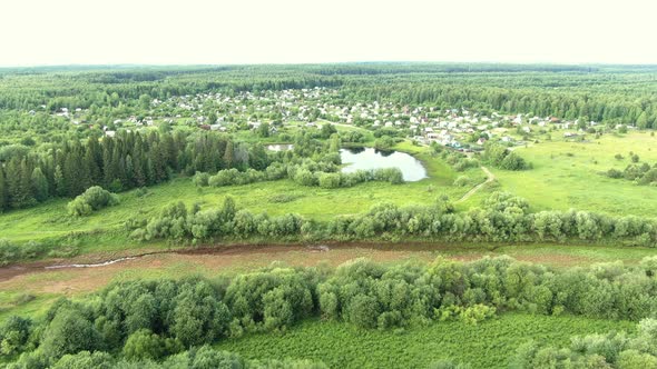 Flying Over a Russian Village on a Drone