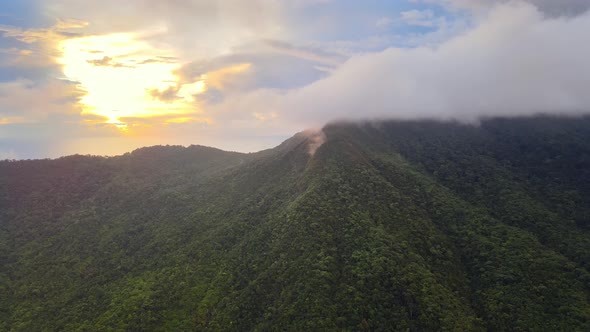 Aerial View of Sunrise at the Clouds Over Mountain 