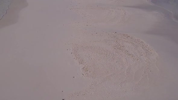 Drone view sky of island beach break by ocean with sand background