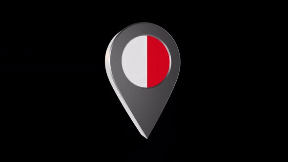 3d Animation Map Navigation Pointer With Flag Of Bari (Italy) With Alpha Channel - 2K