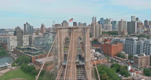 Brooklyn Bridge Panoramic View of the Brooklyn Downtown Skyline Buildings in New York City of
