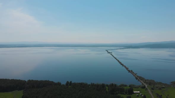 Aerial Drone View of Sea Landscape with Road