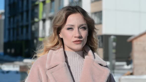 Beautiful Russian Girl Face in Winter
