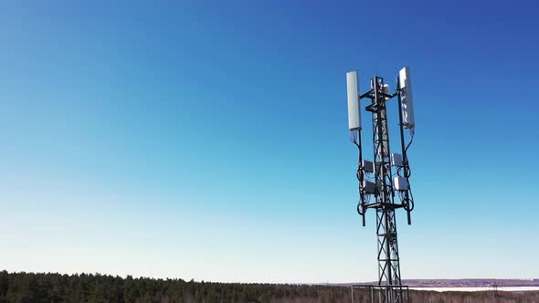 Aerial View of 5G Tower  Concept of Harmful Radiation and Radio Frequencies
