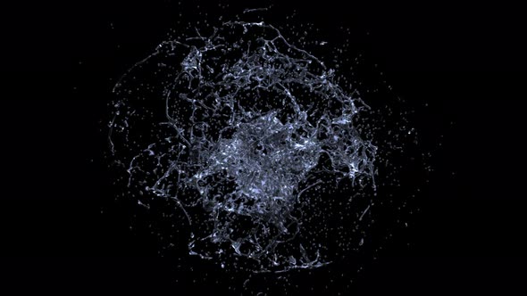 Water splashing explode from center around itself alt