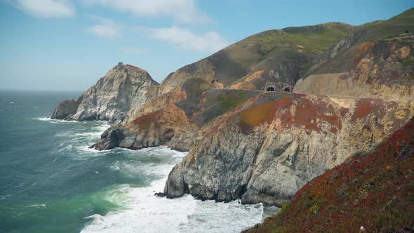 devils slide bunker at Montara, shore and mountains