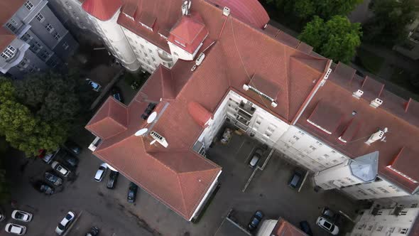 House roof tops city aerial view