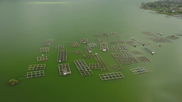 Aerial Drone View of Beautiful Lagoon Ocean Surface and Fishers Place