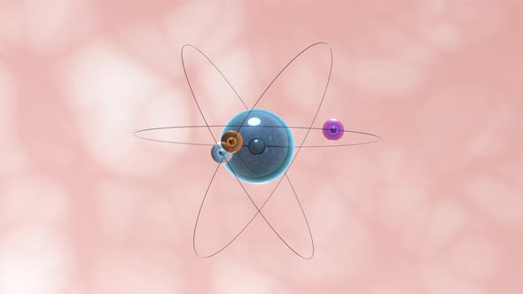 Motion of atom spheres with pink organic background.