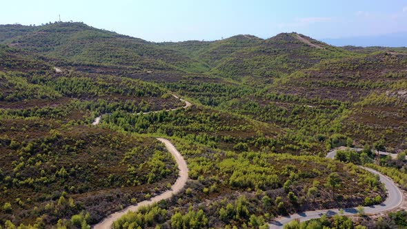 Serpentine Mountain Road at Spetses Greece Europe