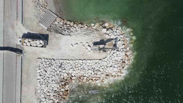 Aerial View Stone Landscaped Coast