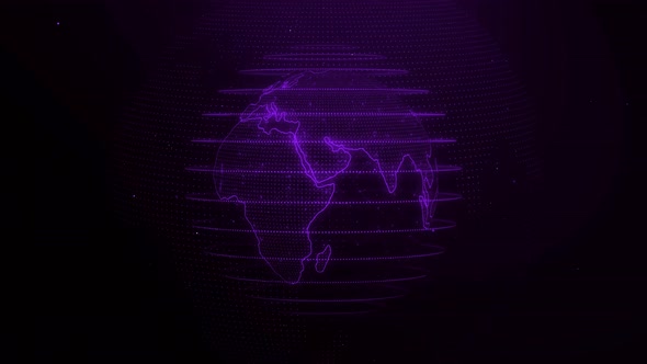 3d Rotated Purple Technology Hologram Earth Animation