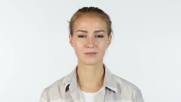 Portrait Of female Student Girl , Designer ,White Background